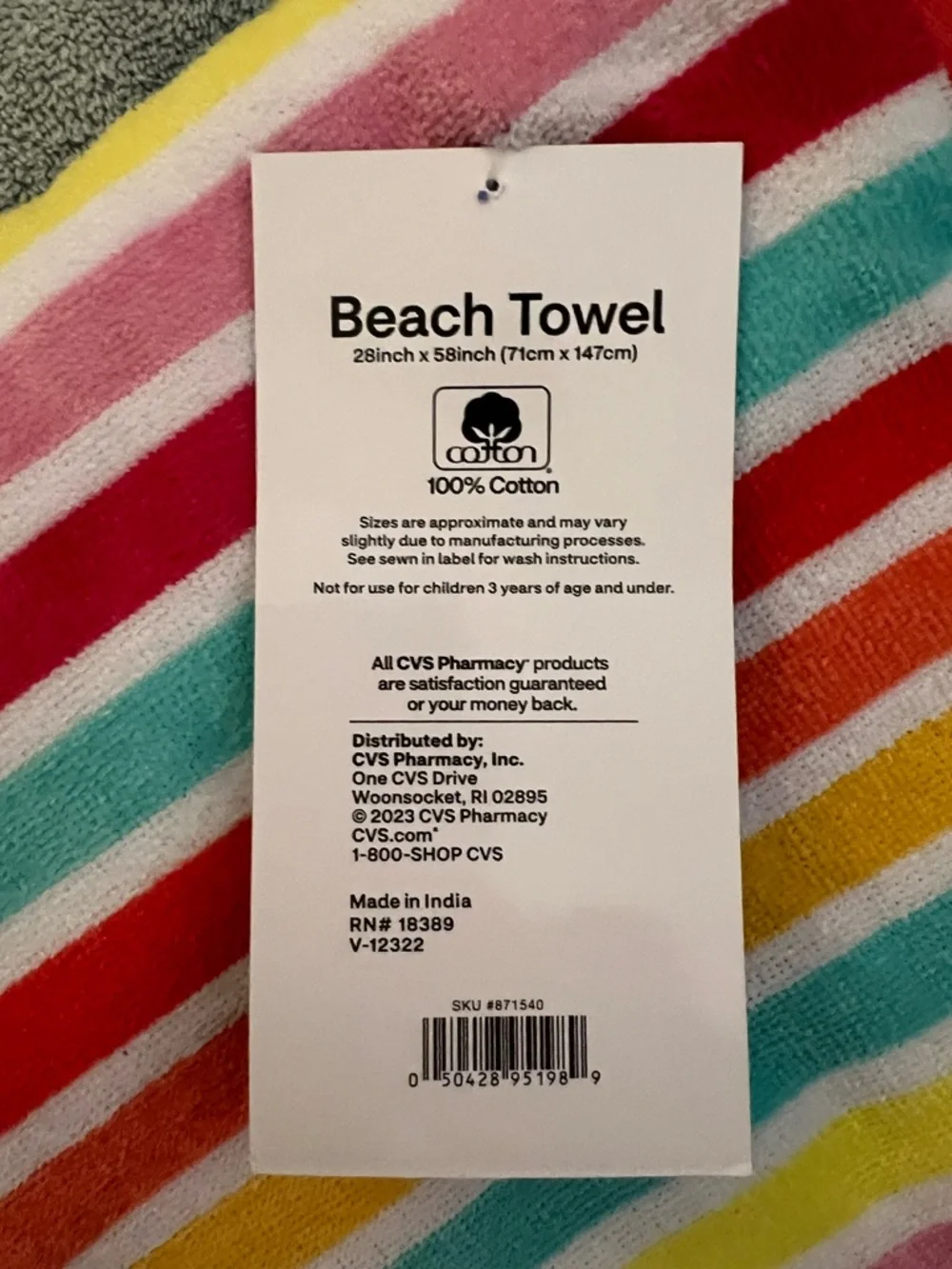 Sun & Sky Classic Colorful Stripes Beach Towel